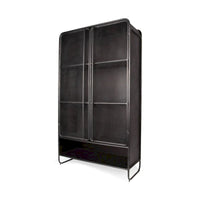 Vitrine Klaus marron foncé en métal poli avec portes grillagées