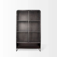 Vitrine Klaus marron foncé en métal poli avec portes grillagées