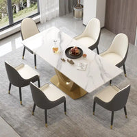 Table à manger moderne en marbre avec piédestal en V, table de cuisine en ardoise