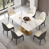 Table à manger moderne en marbre avec piédestal en V, table de cuisine en ardoise