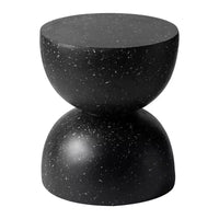LeisureMod Serie Sage Table d'appoint minimaliste en pierre composite en forme de sablier, table d'appoint moderne pour interieur ou patio, design durable pour petits espaces