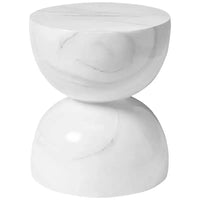 LeisureMod Serie Sage Table d'appoint minimaliste en pierre composite en forme de sablier, table d'appoint moderne pour interieur ou patio, design durable pour petits espaces