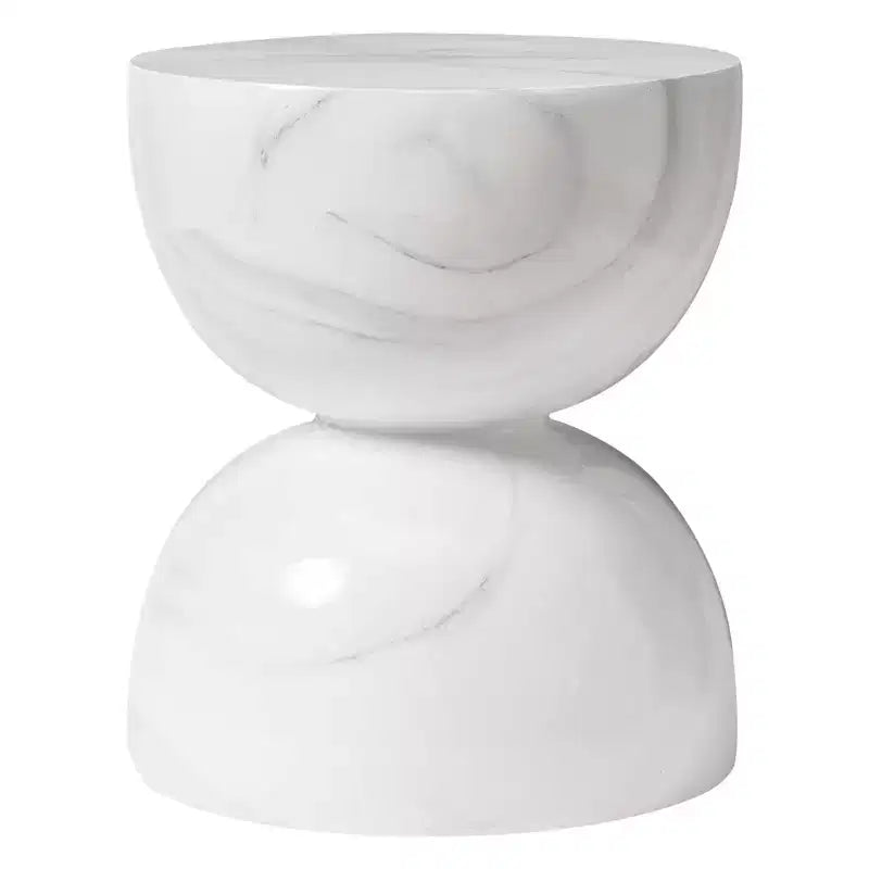 LeisureMod Serie Sage Table d'appoint minimaliste en pierre composite en forme de sablier, table d'appoint moderne pour interieur ou patio, design durable pour petits espaces