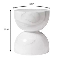 LeisureMod Serie Sage Table d'appoint minimaliste en pierre composite en forme de sablier, table d'appoint moderne pour interieur ou patio, design durable pour petits espaces