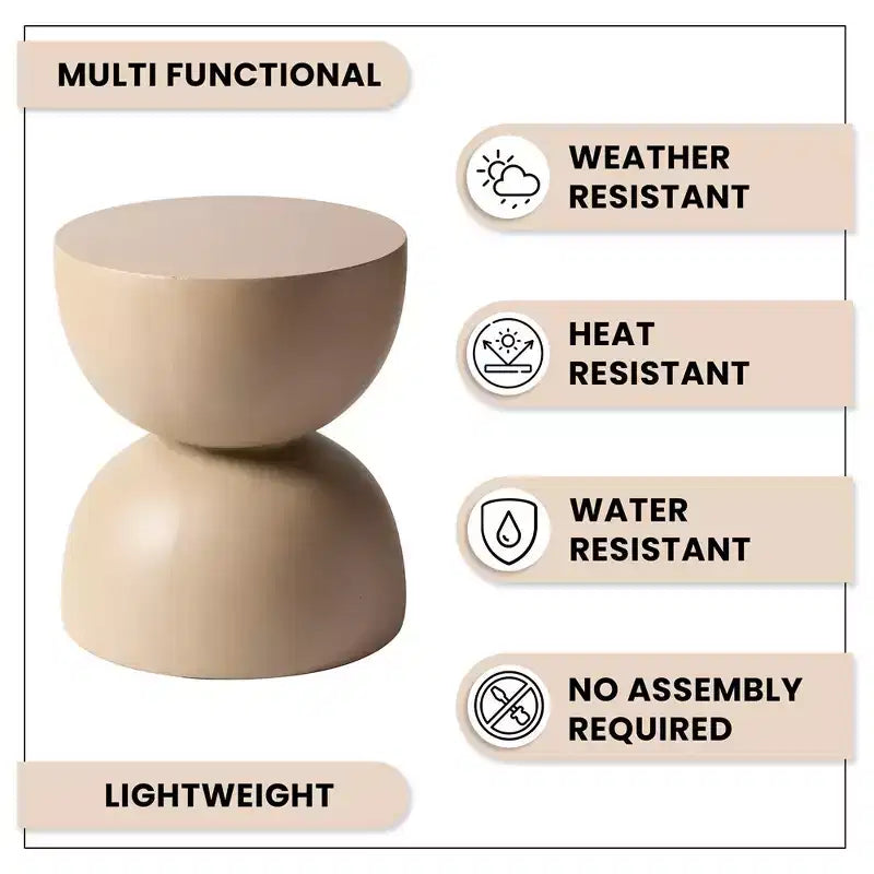LeisureMod Serie Sage Table d'appoint minimaliste en pierre composite en forme de sablier, table d'appoint moderne pour interieur ou patio, design durable pour petits espaces