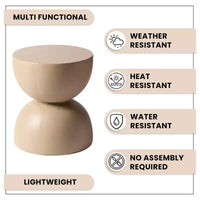 LeisureMod Serie Sage Table d'appoint minimaliste en pierre composite en forme de sablier, table d'appoint moderne pour interieur ou patio, design durable pour petits espaces