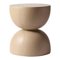 LeisureMod Sage Series Minimalist Fiberstone Hourglass Side Table  Modern Accent End Table for Indoor or Patio Use, Durable Small-Space Design
