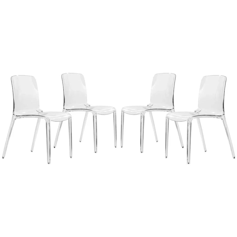 Chaise de salle à manger empilable en acrylique, design minimaliste, en plastique, dossier plein, transparente, moderne, pour cuisine, lot de 4
