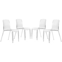 Chaise de salle à manger empilable en acrylique, design minimaliste, en plastique, dossier plein, transparente, moderne, pour cuisine, lot de 4
