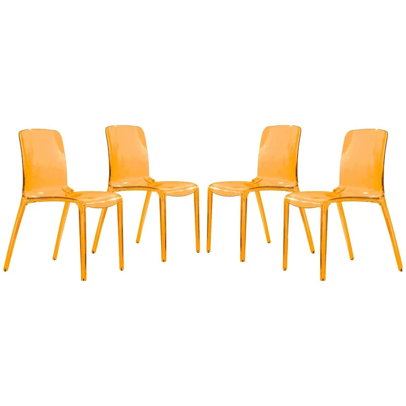 Chaise de salle à manger empilable en acrylique, design minimaliste, en plastique, dossier plein, transparente, moderne, pour cuisine, lot de 4