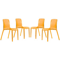 Chaise de salle à manger empilable en acrylique, design minimaliste, en plastique, dossier plein, transparente, moderne, pour cuisine, lot de 4
