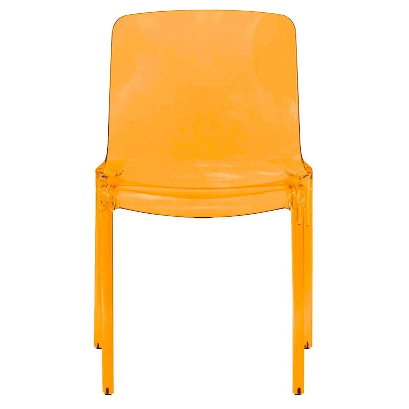 Chaise de salle à manger empilable en acrylique, design minimaliste, en plastique, dossier plein, transparente, moderne, pour cuisine, lot de 4
