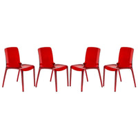 Chaise de salle à manger empilable en acrylique, design minimaliste, en plastique, dossier plein, transparente, moderne, pour cuisine, lot de 4