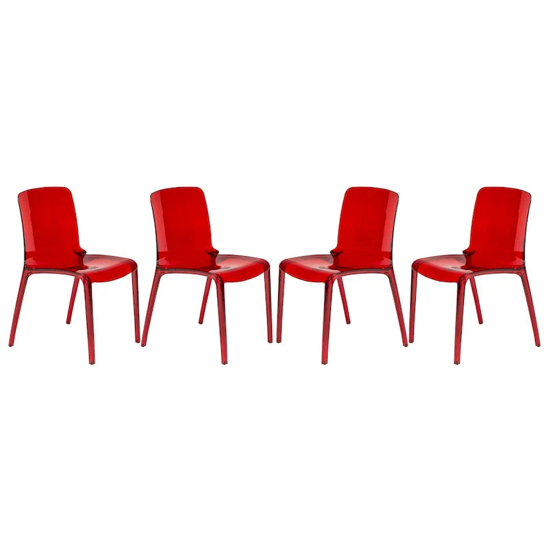 Chaise de salle à manger empilable en acrylique, design minimaliste, en plastique, dossier plein, transparente, moderne, pour cuisine, lot de 4