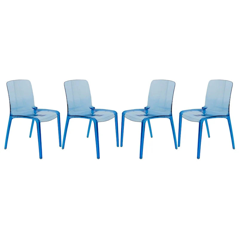 Chaise de salle à manger empilable en acrylique, design minimaliste, en plastique, dossier plein, transparente, moderne, pour cuisine, lot de 4