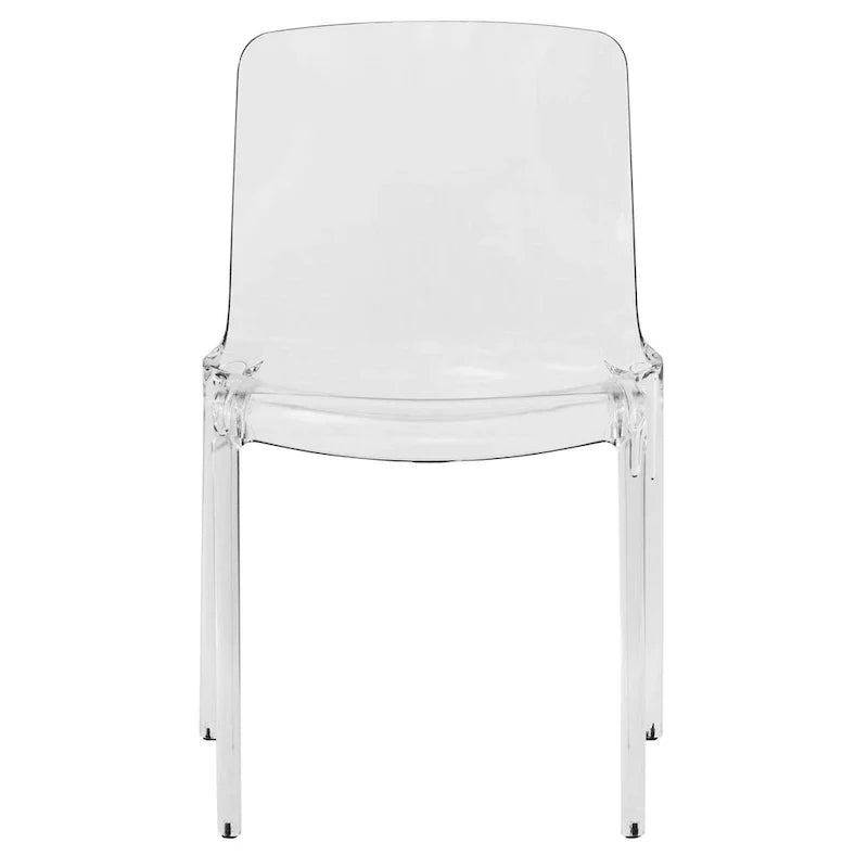 Chaise de salle à manger empilable en acrylique, design minimaliste, en plastique, dossier plein, transparente, moderne, pour cuisine, lot de 4