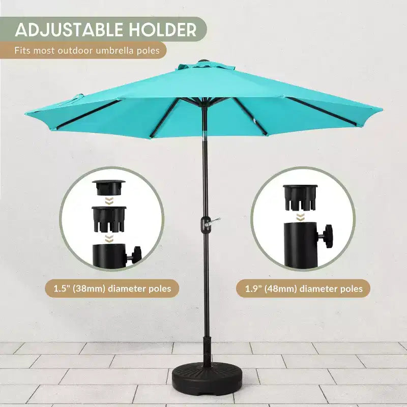 WestinTrends Base de parasol ronde remplissable 20 po, robuste, avec bouton reglable et support de mât