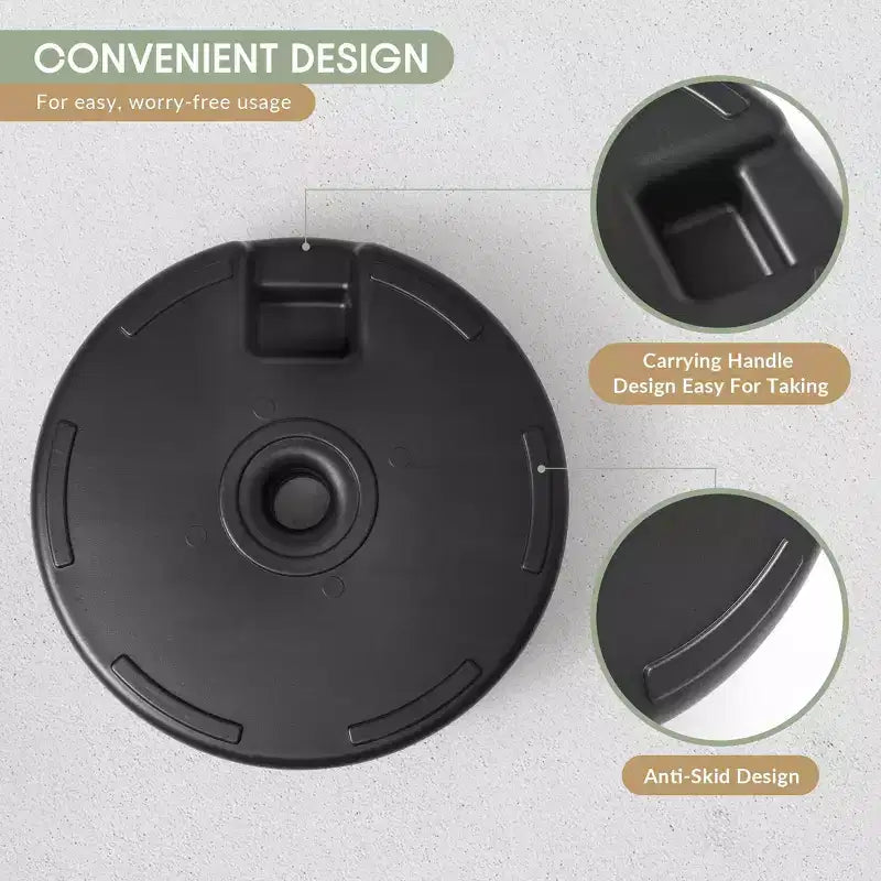 WestinTrends Base de parasol ronde remplissable 20 po, robuste, avec bouton reglable et support de mât