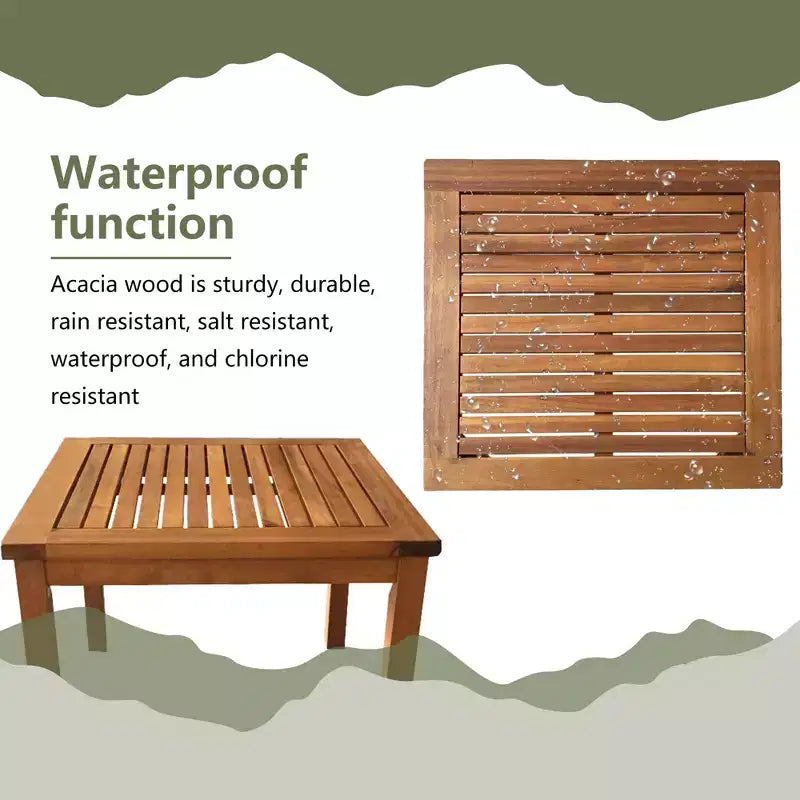 Ensemble de bistrot 3 pièces en bois d'acacia FDW pour terrasse, mobilier de jardin, ensemble de conversation avec table et chaises, ensemble de conversation en bois pour plage et jardin, naturel
