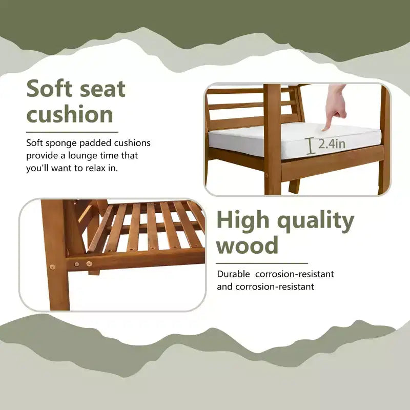 Ensemble de bistrot 3 pièces en bois d'acacia FDW pour terrasse, mobilier de jardin, ensemble de conversation avec table et chaises, ensemble de conversation en bois pour plage et jardin, naturel