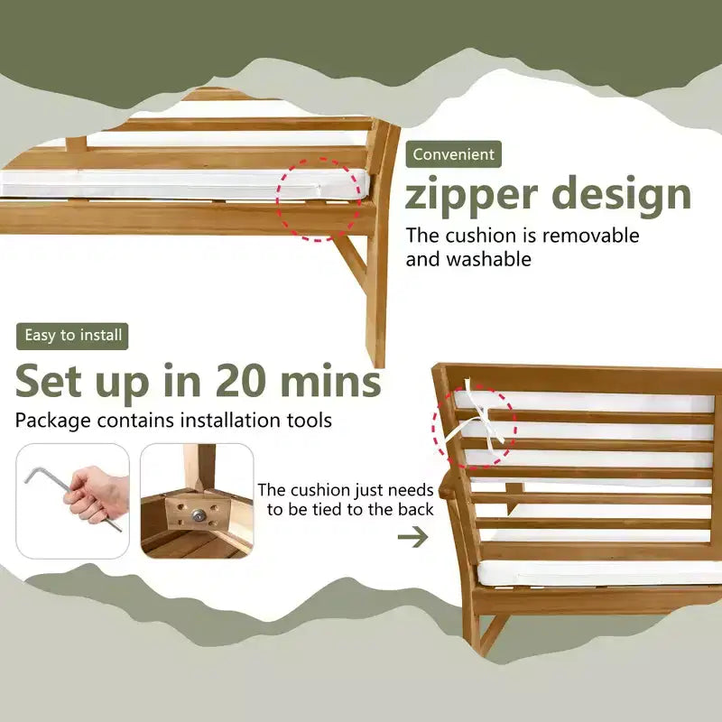 Ensemble de bistrot 3 pièces en bois d'acacia FDW pour terrasse, mobilier de jardin, ensemble de conversation avec table et chaises, ensemble de conversation en bois pour plage et jardin, naturel