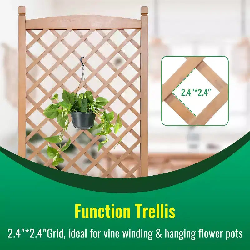 FDW Bac avec treillis 51 H, carre de jardin sureleve avec treillis en bois d'acacia dur, carres sureleves avec grille et trous de drainage pour extérieur, nature
