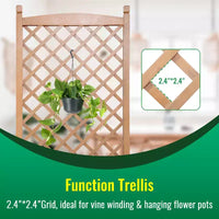 FDW Bac avec treillis 51 H, carre de jardin sureleve avec treillis en bois d'acacia dur, carres sureleves avec grille et trous de drainage pour extérieur, nature