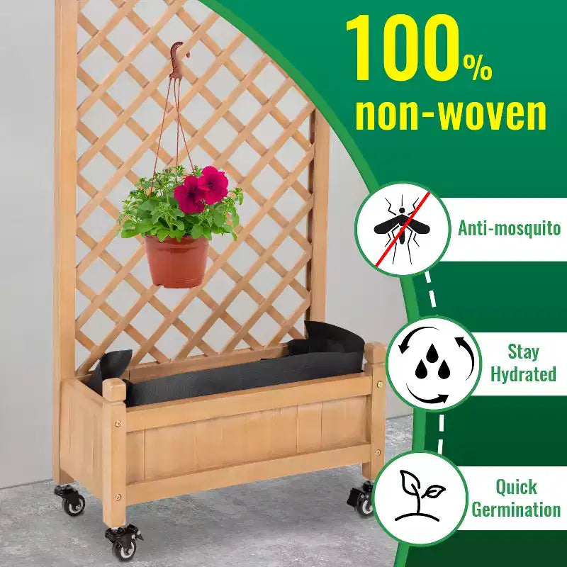 FDW Bac avec treillis 51 H, carre de jardin sureleve avec treillis en bois d'acacia dur, carres sureleves avec grille et trous de drainage pour extérieur, nature