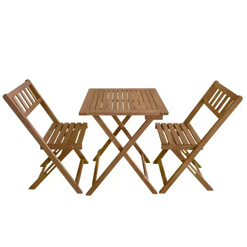 Ensemble bistro d'extérieur FDW avec 2 chaises et table carrée pour piscine, plage, cour arrière, balcon, porche, terrasse, jardin, mobilier en bois, naturel