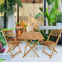 Ensemble bistro d'extérieur FDW avec 2 chaises et table carrée pour piscine, plage, cour arrière, balcon, porche, terrasse, jardin, mobilier en bois, naturel