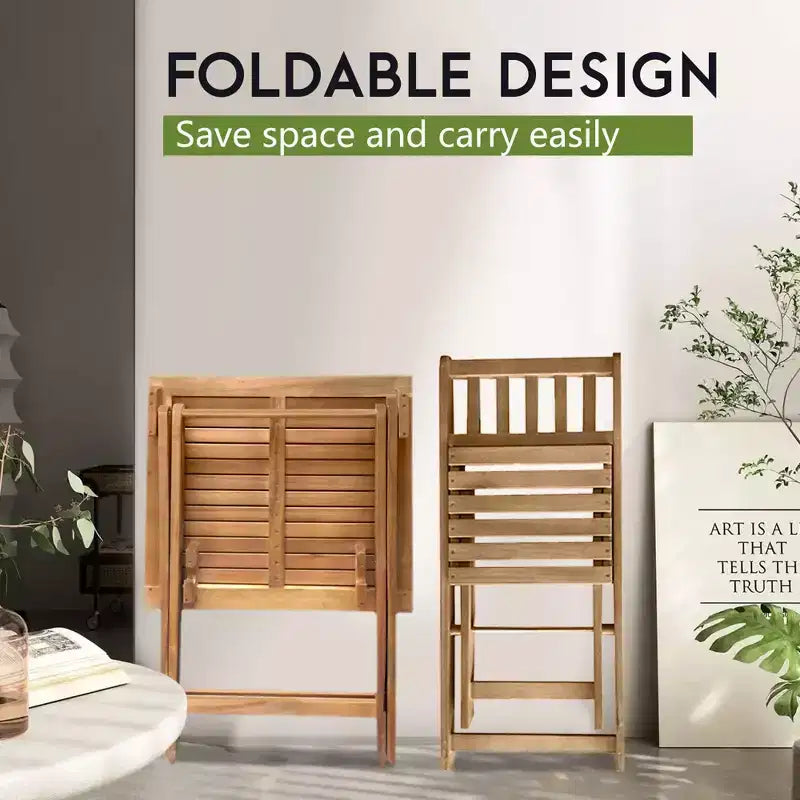 Ensemble bistro d'extérieur FDW avec 2 chaises et table carrée pour piscine, plage, cour arrière, balcon, porche, terrasse, jardin, mobilier en bois, naturel