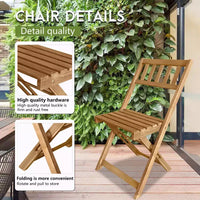 Ensemble bistro d'extérieur FDW avec 2 chaises et table carrée pour piscine, plage, cour arrière, balcon, porche, terrasse, jardin, mobilier en bois, naturel