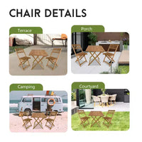 Ensemble bistro d'extérieur FDW avec 2 chaises et table carrée pour piscine, plage, cour arrière, balcon, porche, terrasse, jardin, mobilier en bois, naturel