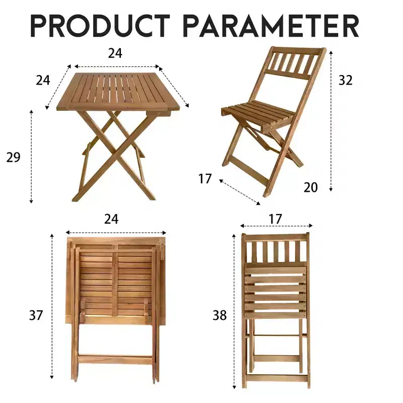 Ensemble bistro d'extérieur FDW avec 2 chaises et table carrée pour piscine, plage, cour arrière, balcon, porche, terrasse, jardin, mobilier en bois, naturel
