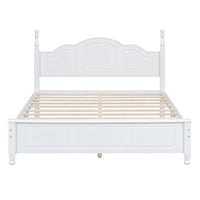 Ensemble de lit plateforme en bois au design rétro Queen/Full avec 2 tables de chevet, 3 pièces