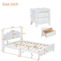 Ensemble de lit plateforme en bois au design rétro Queen/Full avec 2 tables de chevet, 3 pièces