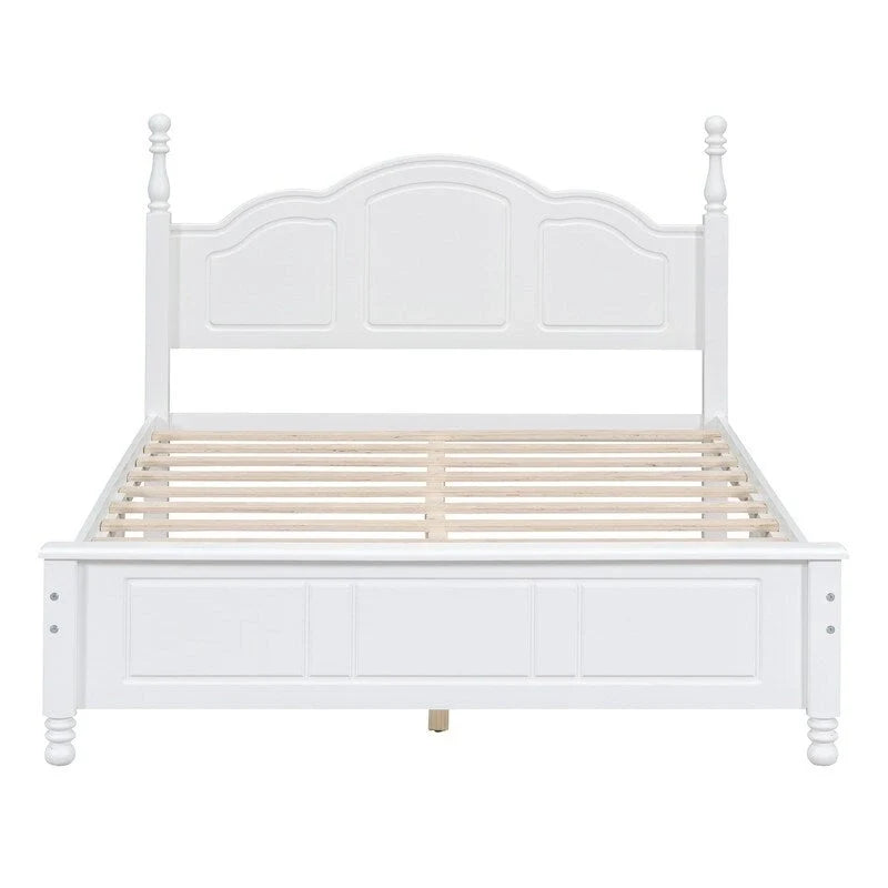 Ensemble de lit plateforme en bois au design rétro Queen/Full avec 2 tables de chevet, 3 pièces