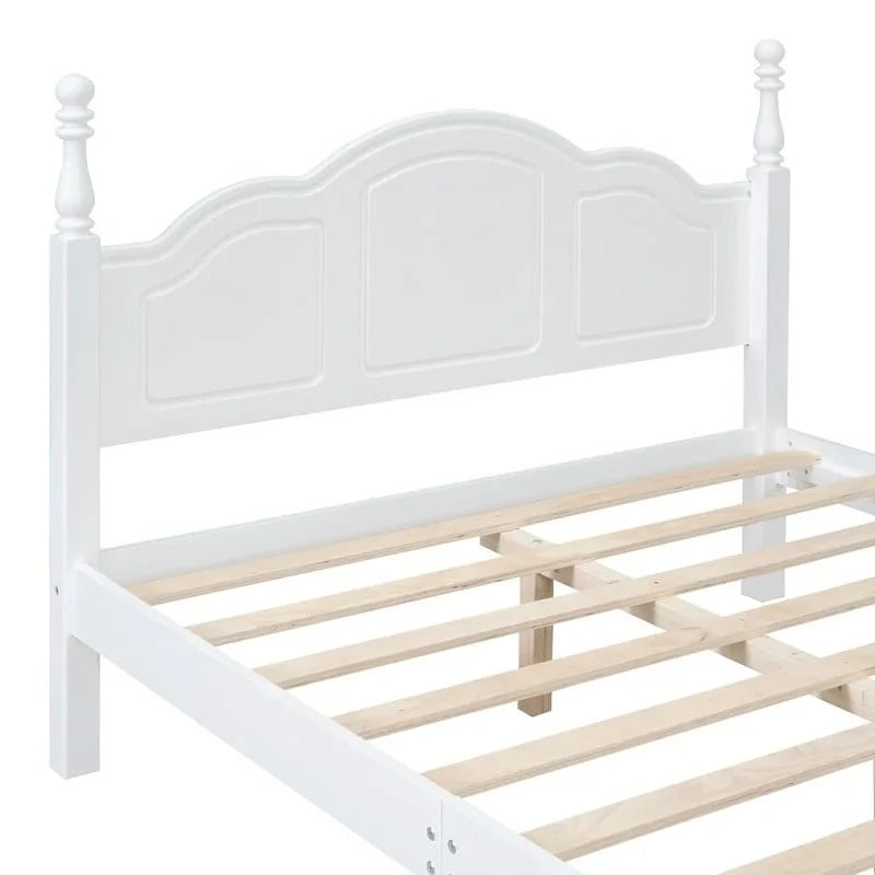 Ensemble de lit plateforme en bois au design rétro Queen/Full avec 2 tables de chevet, 3 pièces