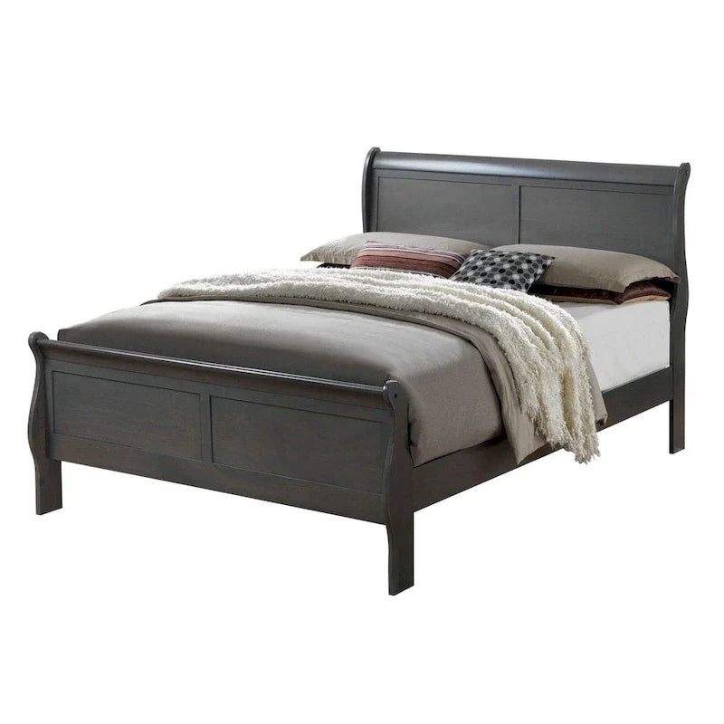 Lit traîneau contemporain Mayday en bois massif gris de Furniture of America