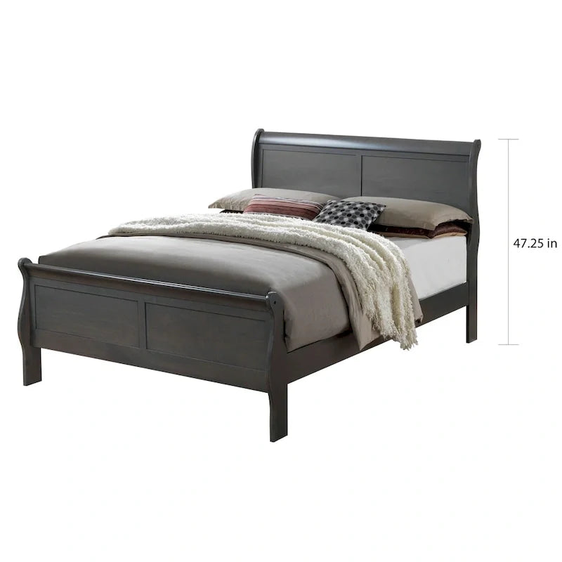 Lit traîneau contemporain Mayday en bois massif gris de Furniture of America