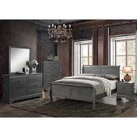 Lit traîneau contemporain Mayday en bois massif gris de Furniture of America