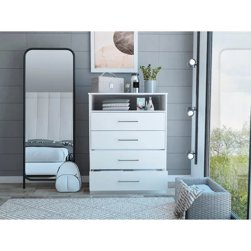 Commode continentale TUHOME à 4 tiroirs avec quincaillerie métallique