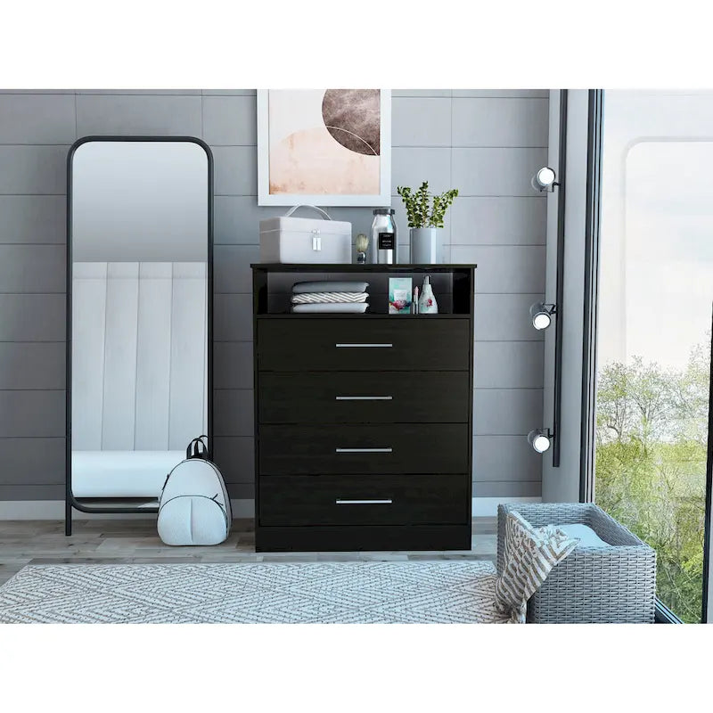 Commode continentale TUHOME à 4 tiroirs avec quincaillerie métallique