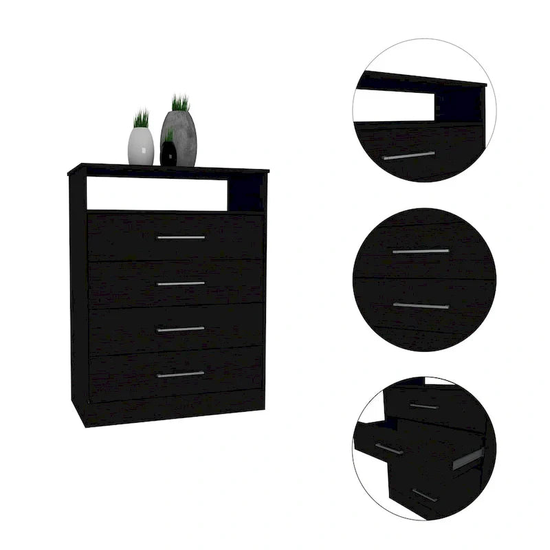 Commode continentale TUHOME à 4 tiroirs avec quincaillerie métallique