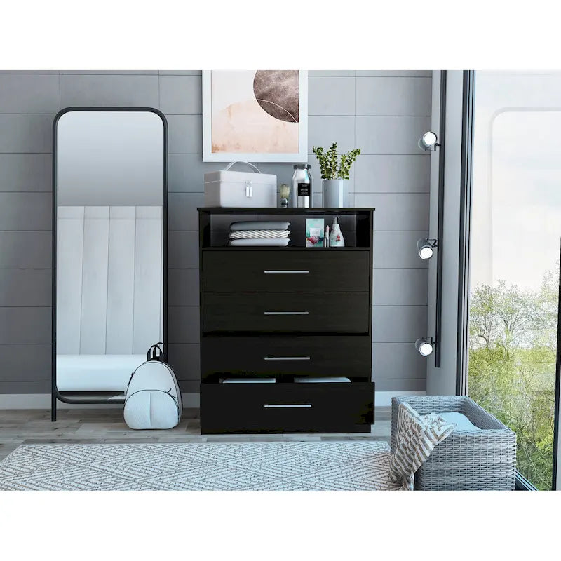 Commode continentale TUHOME à 4 tiroirs avec quincaillerie métallique
