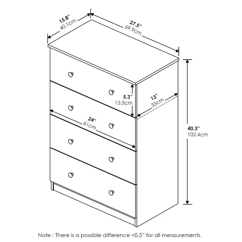 Commode Furinno Tidur Simple Design à 4 tiroirs