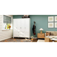 Armoire autonome traditionnelle 2 tiroirs en bois pour maison en laque blanche - 63Lx71.3