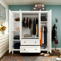 Armoire autonome traditionnelle 2 tiroirs en bois pour maison en laque blanche - 63Lx71.3
