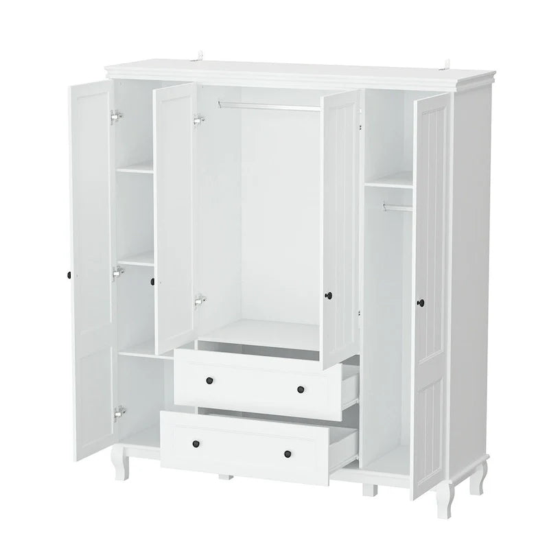 Armoire autonome traditionnelle 2 tiroirs en bois pour maison en laque blanche - 63Lx71.3