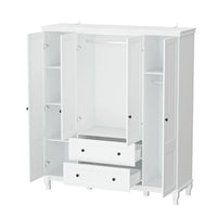 Armoire autonome traditionnelle 2 tiroirs en bois pour maison en laque blanche - 63Lx71.3